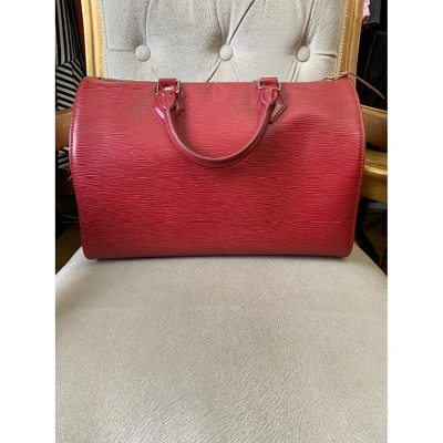 Pre-owned Louis Vuitton Speedy Leather Handbag In Red