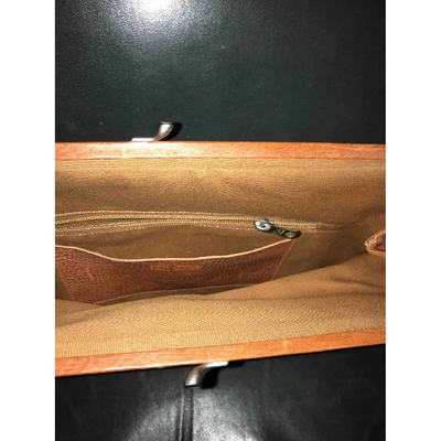 Pre-owned Il Bisonte Leather Clutch Bag In Camel