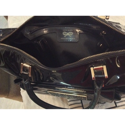 Pre-owned Anya Hindmarch Patent Leather Handbag In Black