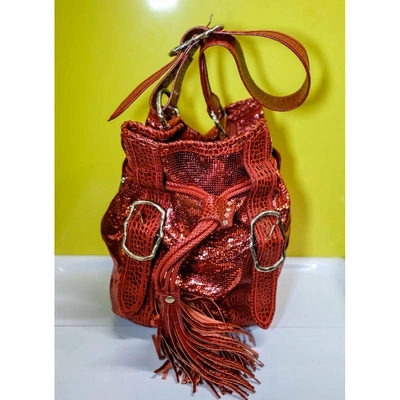 Pre-owned Lancel Glitter Handbag In Red