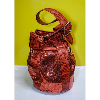 Pre-owned Lancel Glitter Handbag In Red