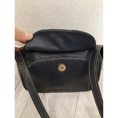 Pre-owned Courrèges Leather Crossbody Bag In Navy