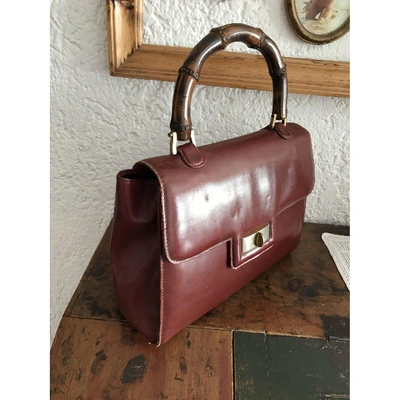 Pre-owned Gucci Dionysus Bamboo Leather Handbag In Burgundy