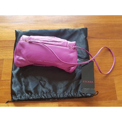 Pre-owned Escada Leather Clutch Bag In Purple