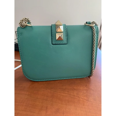 Pre-owned Valentino Garavani Glam Lock Turquoise Leather Handbag