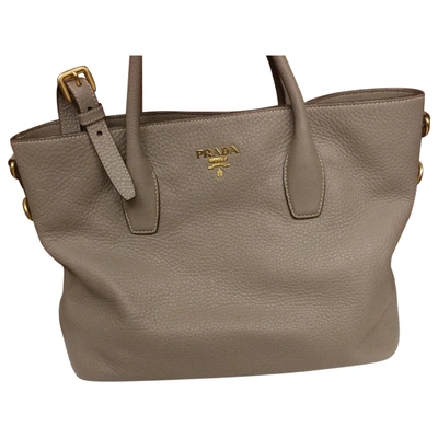 Pre-owned Prada Leather Handbag In Beige