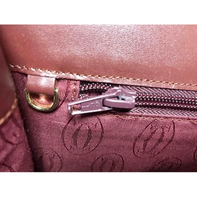 Pre-owned Cartier Leather Clutch Bag In Burgundy