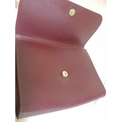 Pre-owned Cartier Leather Clutch Bag In Burgundy