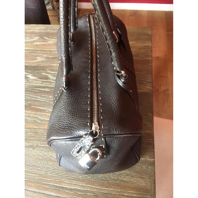Pre-owned Fendi Carla Selleria Brown Leather Handbag