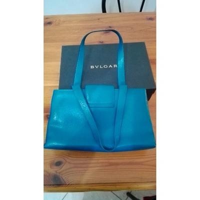 Pre-owned Bulgari Leather Handbag In Turquoise