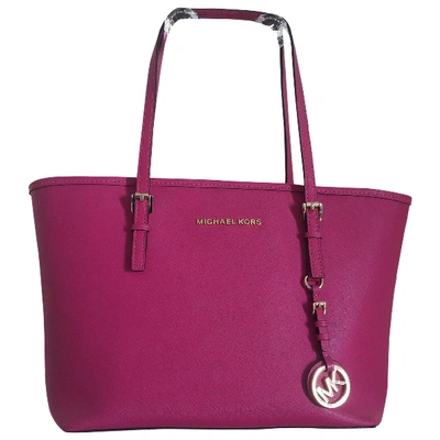 Pre-owned Michael Kors Jet Set Leather Handbag In Pink | ModeSens