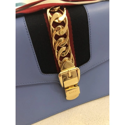Pre-owned Gucci Sylvie Leather Handbag In Blue
