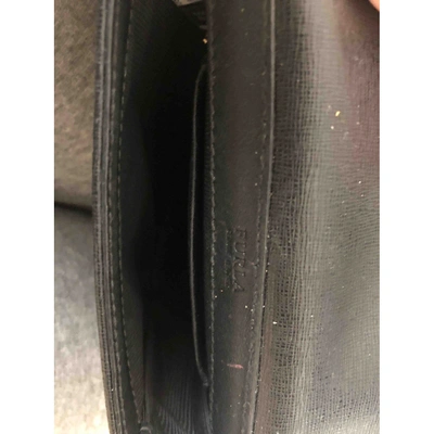 Pre-owned Furla Metropolis Leather Clutch Bag In Black