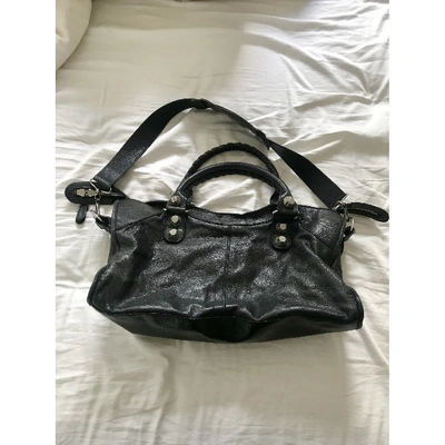 Pre-owned Balenciaga Part Time Leather Handbag In Black