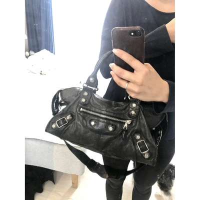 Pre-owned Balenciaga Part Time Leather Handbag In Black