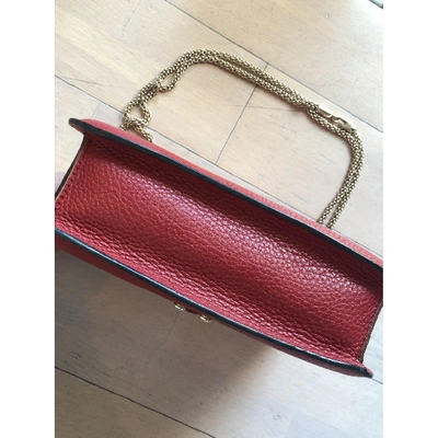 Pre-owned Valentino Garavani Glam Lock Leather Handbag In Red