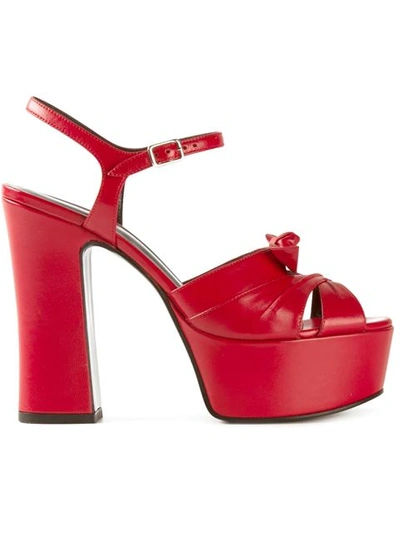 Saint Laurent Candy 80 Bow Sandal In Red Leather