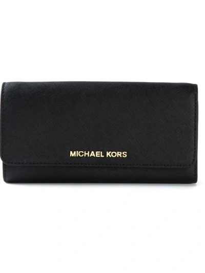 Michael Michael Kors 'jet Set Travel' Wallet Crossbody Bag In Black