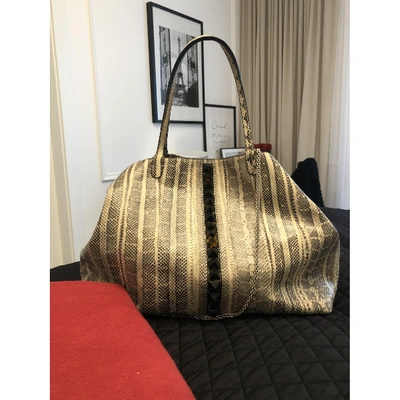 Pre-owned Valentino Garavani Beige Python Handbag