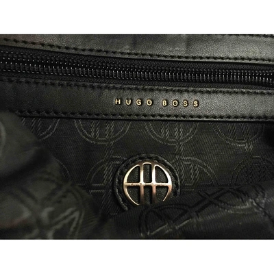 Pre-owned Hugo Boss Leather Clutch Bag In Black