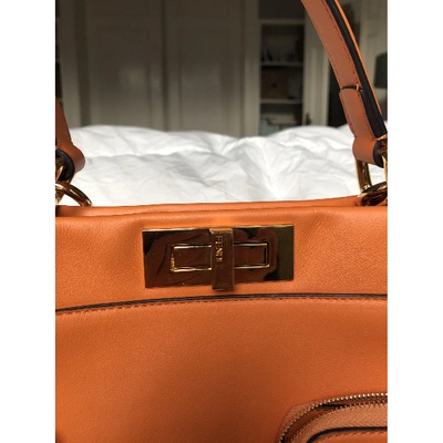 Pre-owned Fendi Peekaboo Regular Pocket Orange Leather Handbag