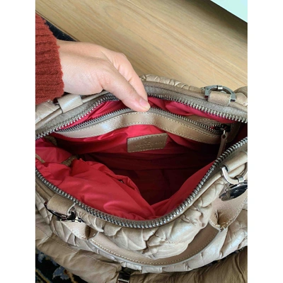 Pre-owned Moncler Leather Handbag In Beige