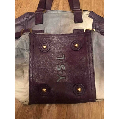 Pre-owned Saint Laurent Downtown Leather Handbag In Purple