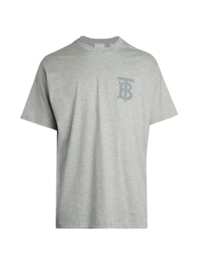 Shop Burberry Emerson Tb Monogram T-shirt In Pale Grey