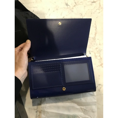 Pre-owned Saint Laurent Belle De Jour Blue Patent Leather Clutch Bag