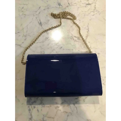 Pre-owned Saint Laurent Belle De Jour Blue Patent Leather Clutch Bag