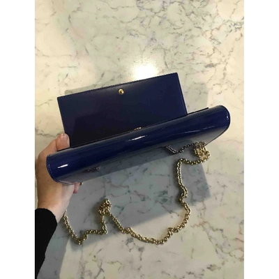 Pre-owned Saint Laurent Belle De Jour Blue Patent Leather Clutch Bag