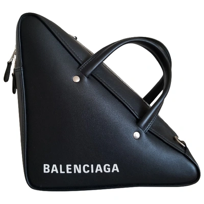 Pre-owned Balenciaga Triangle Leather Handbag In Black