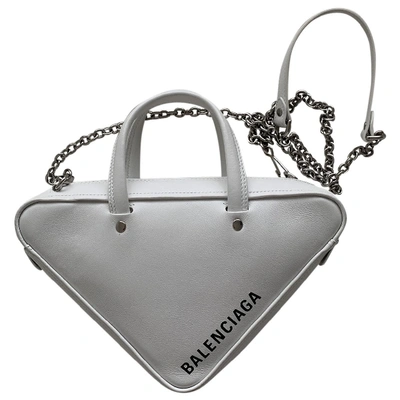 Pre-owned Balenciaga Triangle Leather Crossbody Bag In White