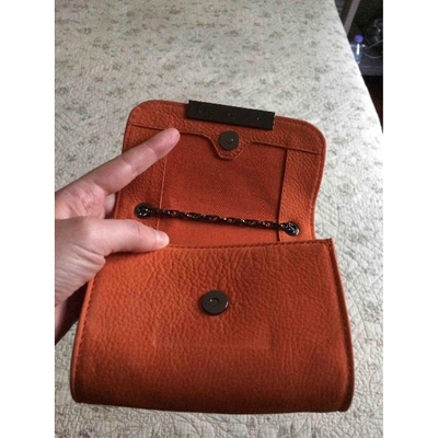 Pre-owned Comptoir Des Cotonniers Leather Clutch Bag In Orange