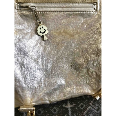 Pre-owned Moschino Leather Backpack In Gold