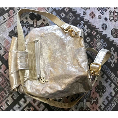 Pre-owned Moschino Leather Backpack In Gold