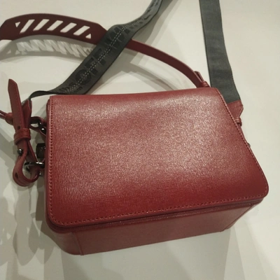 Pre-owned Off-white Binder Leather Handbag In Burgundy