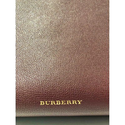 Pre-owned Burberry The Banner  Leather Tote In Burgundy