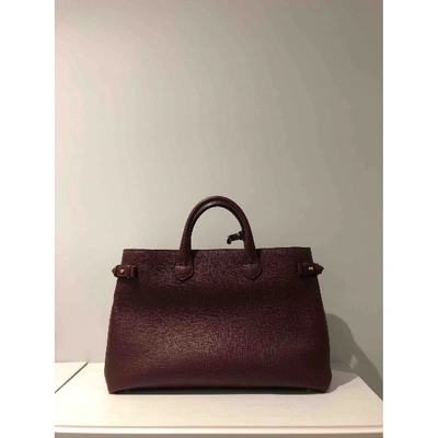 Pre-owned Burberry The Banner  Leather Tote In Burgundy