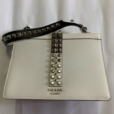 Pre-owned Prada Elektra Leather Handbag In White