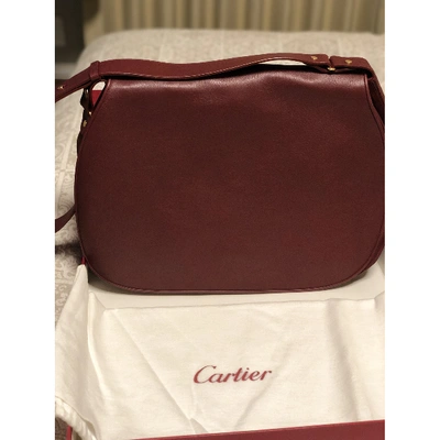 Pre-owned Cartier Leather Handbag In Burgundy