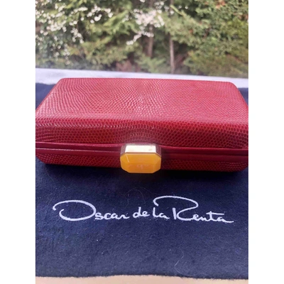 Pre-owned Oscar De La Renta Red Leather Clutch Bag