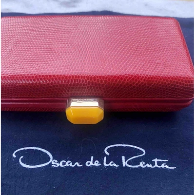 Pre-owned Oscar De La Renta Red Leather Clutch Bag