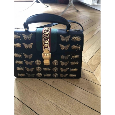 Pre-owned Gucci Sylvie Black Leather Handbag