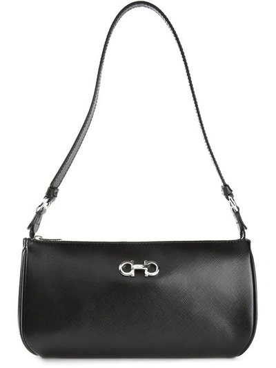 Ferragamo Lisetta Saffiano Leather Shoulder Bag In Black