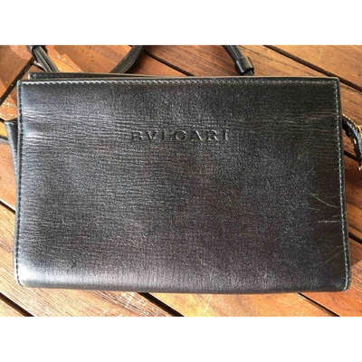 Pre-owned Bulgari Leather Clutch Bag In Black