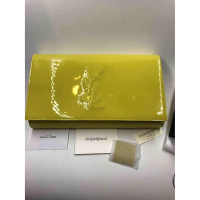 Pre-owned Saint Laurent Kate Monogramme Leather Clutch Bag In Yellow