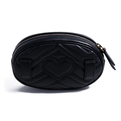 Pre-owned Gucci Marmont Leather Handbag In Black