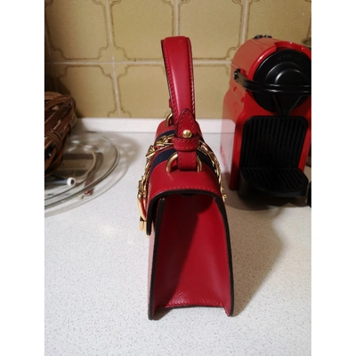 Pre-owned Gucci Sylvie Top Handle Leather Handbag In Red