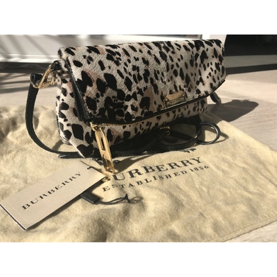 Pre-owned Burberry Leather Clutch Bag In Beige